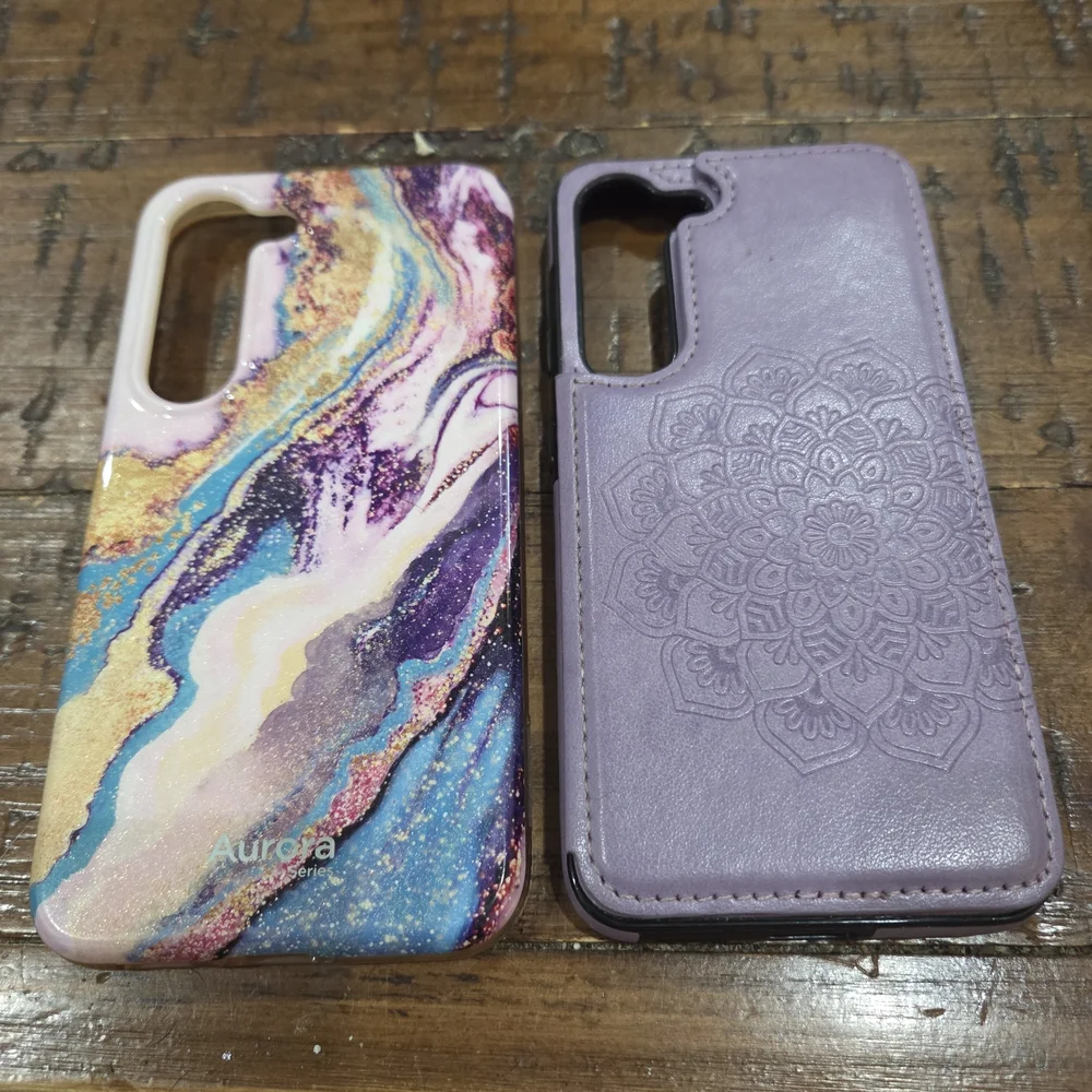 Samsung Purple Marble Print Case and Lavender Mandala Folio